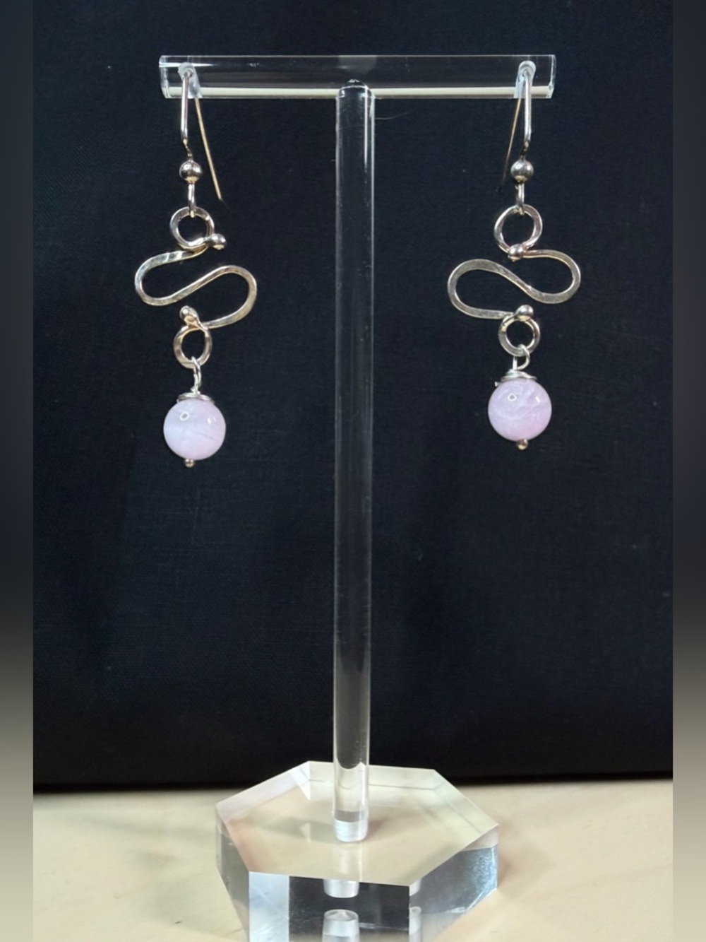 Sterling Silver Kunzite Artisan Hand Crafted Dangle Earrings - Picture 8 of 8
